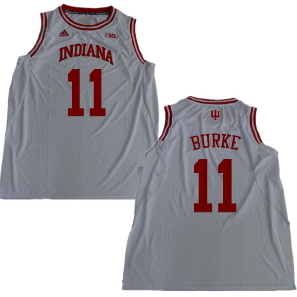 Men #11 Shaan Burke Indiana Hoosiers College Basketball Jerseys Sale-White